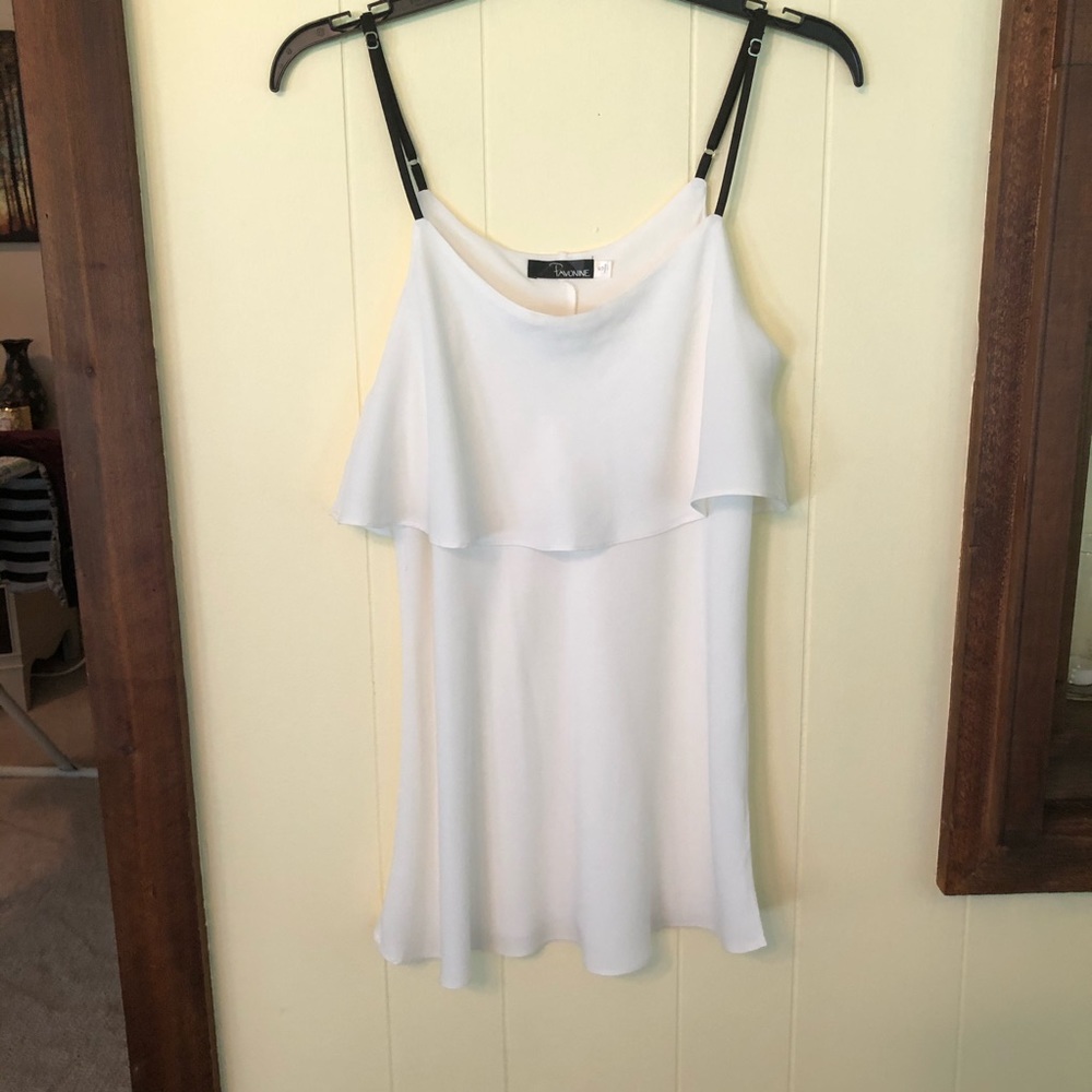 Pavonine white chiffon tank